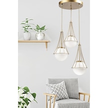 Begüsa Lapis 3.lü Eskitme Beyaz Camlı Avize
