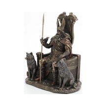 Veronese Design Tahtta Oturan Odin Kurtlarla Birlikte - Viking Dekor Heykeli