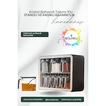 9'lu Baharatlık Takımı Standlı Kendinden Yapışkanlı Kaşıklı Ve Kapaklı Baharatlık Seti Çok Renkli