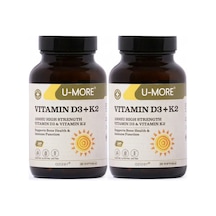 2'li Fırsat Paketi - Vitamin D3 1000 Iu & Vitamin K2 60 Kapsül X2 - Şekersiz Gdo'suz