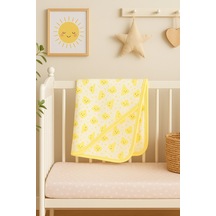 Bulut Desenli Çift Taraflı Bebek Penye Battaniye 85x85cm - Standart / Sarı Sarı
