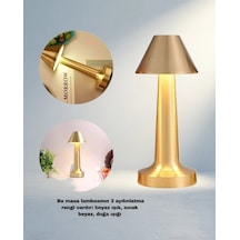 Modern Tasarımlı Led Masa Lambası 3 Renk Şarjlı Kablosuz .