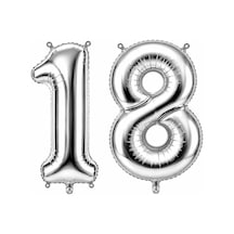 18 Rakam Folyo Balon Gümüş Rengi 36 Cm