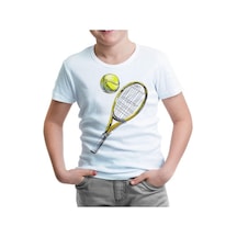 Lord Tshirt Tenis - Raket Ve Top Beyaz Çocuk Tshirt