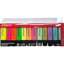 Penmark Fosforlu Kalem 12'li Asetat Karışık Renk 4 Neon +4 Pastel+4 Simli 8683181701878 Hs-505-12nps 709698 Çok Renkli
