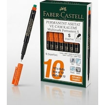 Faber-castell Permanent Asetat Ve Cam Kalemi S Uç 0.4 Mm Turuncu - 10 Adet Toptan Paket