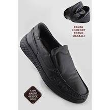 9575 Ortopedik Taban Siyah Hakiki Deri Erkek Ayakkabı Yazlık Mevsimlik Siyah