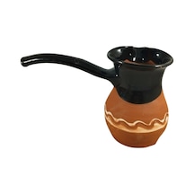 Kırmızı Toprak Desenli Siyah Cezve Türk Kahve Cezvesi