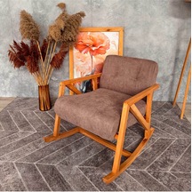 Nini Sallanan Ahşap Berjer Koyu Kahve Koyu Kahverengi