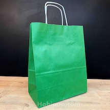 Kraft Çanta Yeşil 25x12x31 25 Adet Kağıt Poşet Çanta