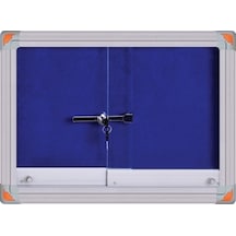 60x90 Cm Kilitli Sürgülü Alüminyum Camekanlı İlan Duyuru Pano-pan450 Mavi