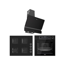 Ferre New Fryart - Steamart Ss 4 Gözlü Serisi Ultra Sessiz Siyah  QEP64CS-SS205-D080-SA Ankastre Set