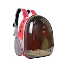Kediler İçin Tasarlanmış Kahverengi Şeffaf Sırt Çantası, Yan Fermuarlı. Kırmızı Kediler İçin Tasarlanmış Kahverengi Şeffaf Sırt Çantası, Yan Fermuarlı. Kırmızı