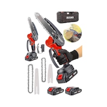 Alman 148 Vf 10 Ah%100 Kömürsüz Motor Akülü Dal Kesme Budama Testere Bıçkı Makinesi 15 Cm Kırmızı