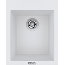Polex Cristalüx Granit Evye P-05 Beyaz Tezgah Altı Ve Tezgah Üstü Kare Mutfak Evyesi 41x51 CM