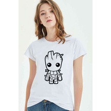 I Am Groot Baby Tekrenk Baskılı Beyaz Kadın Tshirt