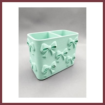 Storeşahin 3d Baskı Fiyonk Desenli Bölmeli Kalemlik - Masaüstü Organizer - Mint Shn0720 Çok Renkli