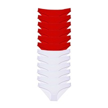 12 Adet Süper Eko Set Likralı Kadın Slip Külot Kırmızı Beyaz Altın - Lacivert