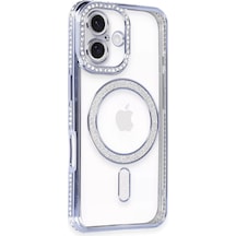 Newface Apple İphone 16 Kılıf Joke Simli Magneticsafe Kılıf - Mavi