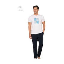 Pierre Cardin 6126 Erkek Kısa Kollu Bisiklet Yaka Pijama Takımı-beyaz