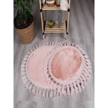 My Evilla Modern Simirna Dekoratif Peluş Oval Ponpon Saçaklı Klozet Takımı 001
