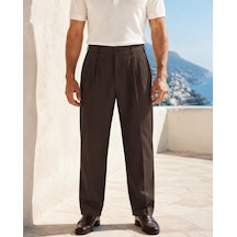 Danger Erkek Baggy Fit Pileli Kumaş Pantolon Kahverengi 0172dngr