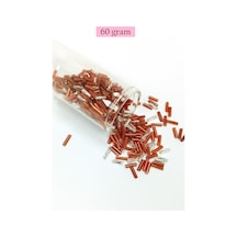 Uzun Boru Kesme Boncuk Çap 2mm Uzunluk 10 Mm - 60 Gram - Kahverengi Gümüş - Bnc301