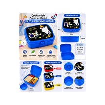 Çocuk Beslenme Kutusu Kilitli 2 Bölmeli Bpa İçermez Lunch Box Okul Beslenme Kabı Uzay Temalı Plastik Çok Renkli