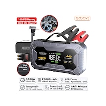 Groove A40 27000mah 8000a Akü Takviye Cihazı+lastik Şişirme Pompası Kompresörlü Jump Starter Çanta+powerbank+led Lamba+lcd Ekran