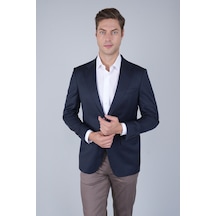 Bisse Comfort Fit Lacivert Mono Yaka Çift Yırtmaçlı 6 Drop Erkek Yün Ceket Pck24k24204 D39 Lacivert