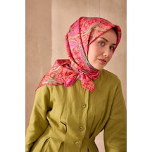 Silk Home Twill İpek Eşarp 11473-24 Pembe, Kırmızı, Biskay Yeşili