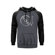 Gramafon Skatch Gri Reglan Kol Kapşonlu Unisex Sweatshirt Gri