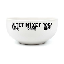 Diyet Miyet Yok Krem Seramik Kase - Hediye Seramik Kase