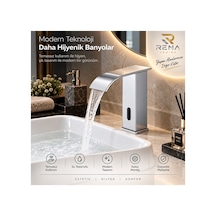 Rena Design Fotoselli Sensörlü Krom Kare Lavabo Bataryasi Temassiz Otomatik Tasarruflu Modern Musluk