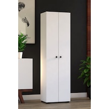Tocco 1001 Ela 2 Kapaklı 8 Raflı Çok Amaçlı Dolap-Beyaz