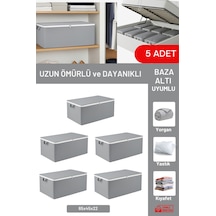 5'li Set - Antrasit Büyük Boy Baza Altı & Çekyat Altı Hurç 65 X 45 X 22 Cm Tela 45 X 65 Gri Tr Diğer