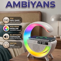 15w Kablosuz Şarjlı Led Atmosfer Lambası 13 Renk Modlu Dijital Ekranlı