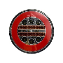 12v Stop Lambası Yuvarlak Neon Ledli 4 Fonksiyonlu Kırmızı-beyaz 140 35 Mm