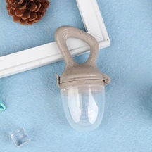 Gri Kapaklı Silikon Bebek Meyve Besleyici Bebek Emziği Taze Gıda Emzik Nibbler Gri