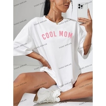 Startmore Unisex Bay Harfli Grafik Düşük Omuz Oversize Tişört Kod-1302 Beyaz