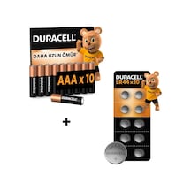 Duracell Basıc Aaa İnce Alkalin Kalem Pil 10'lu Paket & Duracell Lr44 Alkalin Özel Pil 10'lu Paket