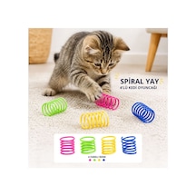 4&amp 39 Lü Renkli Spiral Yay Kedi Oyuncağı, Esnek Ve Hareketli Eğlenceli Kedi Oyun Seti 5671 Çok Renkli
