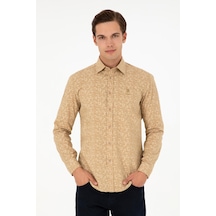U.s. Polo Assn. Erkek Kum Gömlek Desenli 50292109-vr085 Kum