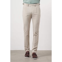 Morven Erkek Bej Poliviskon Trend Pileli Slim Fit Spor Pantolon Bej