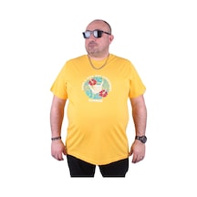 Moc Grande Mocgrande Büyük Beden Erkek Sıfır Yaka Tişört Summer 23119 Sarı