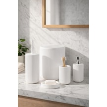 Perotti 33031500001-1 5 Parça Yuvarlak Banyo Seti - Çöp Kovası, Sabunluk, Diş Fırçalığı Ve Silikon Wc Fırças Çok Renkli