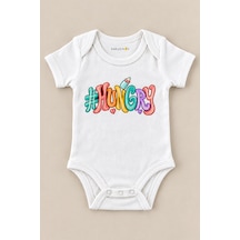 Babylimon Hungry Beyaz Kısa Kollu Çıtçıtlı Bebek Zıbını Beyaz - 930083770 Beyaz