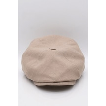 Külah Erkek Keten Şapka Newsboy Cap Kasket Fötr Bere - Bej Bej