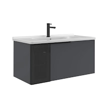Orka Pure 80 Cm Mat Antrasit Banyo Dolabı Alt Modül Ve Lavabo Navaro/antrasit