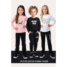 Fyk Kids Kız Çocuk 3'lü Yuvarlak Yaka Sweat Dreams Baski Detayli Alt-üst Pijama Takimi Çok Renkli Fyk Kids Kız Çocuk 3'lü Yuvarlak Yaka Sweat Dreams Baski Detayli Alt-üst Pijama Takimi Çok Renkli